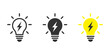 Lightning in light bulb icon. Light bulb symbol with a lightning bolt inside. Vector illustration.