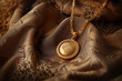 necklace with a gold color and a pendant and a professional overlay on the gift