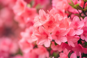 Sticker - close-up of a blooming azalea bush, its flowers a vibrant shade of pink