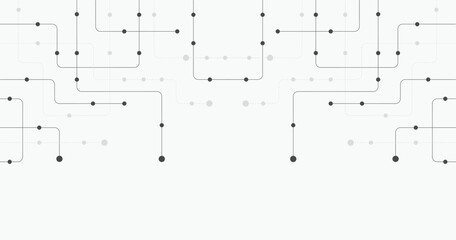 Canvas Print - Circuit connect lines and dots. Network technology and Connection concept. Decentralized network nodes connections