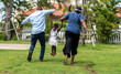 © Art_Photo - Portrait of enjoy happy love black family african american father and mother with little african girl child smiling and play having fun moments good time in park at home