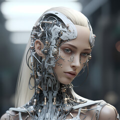 Sticker - Cybernetic enhancements on a futuristic human.