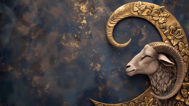 Eid al adha islamic decoration background with goat sheep arabic crescent