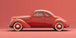© songsakpandet - Red car retro vintage model 3d illustration, cartoon style cute vehicle.