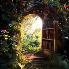 Wall Mural - A magical doorway to a hidden garden.