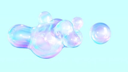 Aufkleber - Metaball animation of liquid blobs morphing. 3D Abstract Colorful Metaballs Background. Bright holographic colors. seamless looping 3D animat