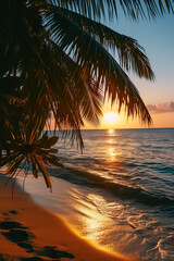 Wall Mural - Tropical beach at sunset