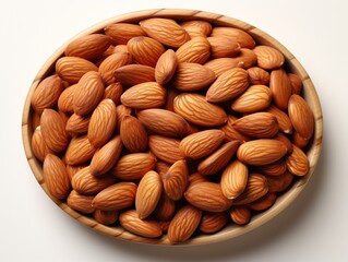 Poster - Almond on wooden bowl vegan protein snack