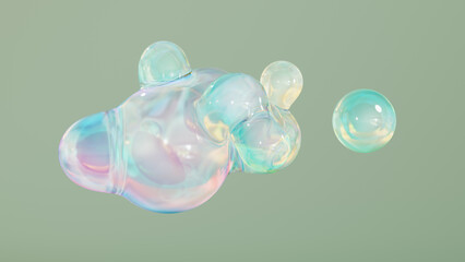 Aufkleber - Abstract liquid circles on a background of pastel color with spacing. 3D design of a rainbow-colored spherical. Template for a trendy gradient in a minimal style. 3D rendering