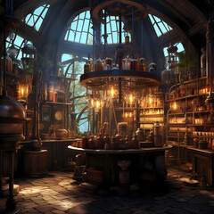 Canvas Print - Ancient alchemists laboratory