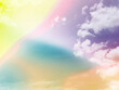 beauty sweet pastel orange and yellow colorful with fluffy clouds on sky. multi color rainbow image. abstract fantasy growing light