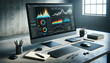 Cutting-edge statistical software in a sleek workspace with vibrant graphs and ergonomic design.