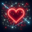 © Ahsan - Red heart in love, neon lights,constellations, dark background, premium, high quality, hd, plain background