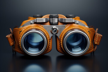 Poster - A set of stylized binoculars represents a clear vision and foresight in business, embodying the concept of strategic planning and anticipating future opportunities. Generative Ai.