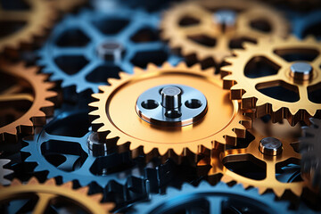 Aufkleber - a series of stylized gears meshing together illustrates the seamless integration of technology in a 