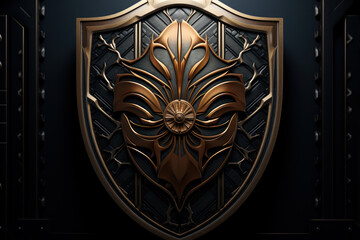 Poster - a chic, stylized shield icon adorned with patterns represents resilience and protection in financial