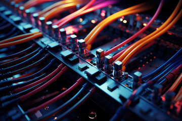 Poster - a tidy network of organized cables and wires showcases the technological order and structured connec