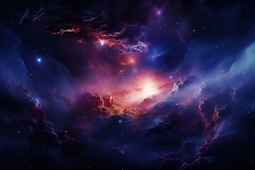 Wall Mural - A digitally generated galaxy background with swirling nebulae, providing a cosmic setting for text related to space exploration and discovery. Generative Ai.