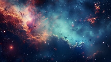 Wall Mural - Space background with realistic nebula and shining stars. Neural network AI generated art