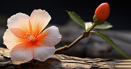 Wall Mural - Fresh flowers on natural wood