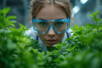 Poster - an innovative scientist working on sustainable solutions for the future, contributing to environment
