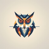 Fototapeta Pokój dzieciecy - flat vector logo of animal bird owl modern flat owl logo symbolizing wisdom and innovation with geometric elements
