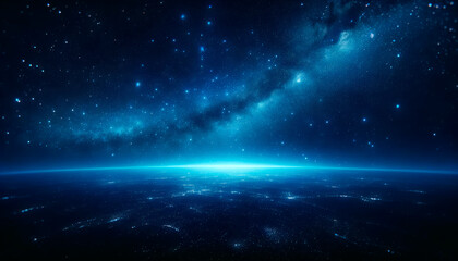 Poster - Stunning view of starry night sky over the Earth's atmosphere. Space exploration concept. Generative AI