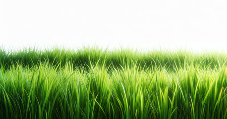 Poster - Lush green grass against a soft white gradient, symbolizing natural freshness. Generative AI