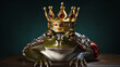  An amusing frog with a royal king costume