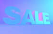 3D illustration white text sale, holographic style.