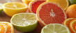 juicy fresh citrus fruits orange and lime and lemon