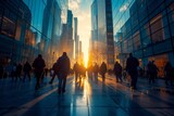 Fototapeta Londyn - time lapse of people walking in the city