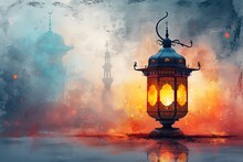 Ramadan Artwork With Beautiful Lantern