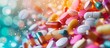 Colorful Heap of Medical Pills on Abstract Background