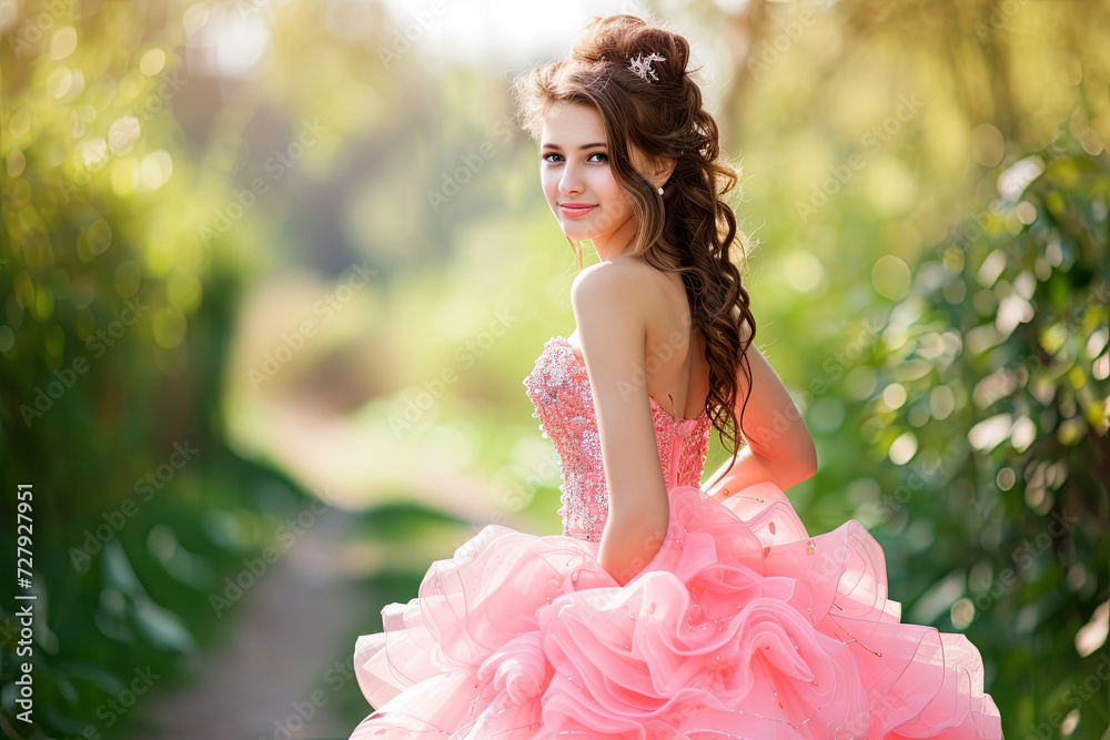 Teenage girl wearing prom dress Stock Photo | Adobe Stock
