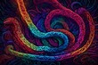 A neon serpent slithering through an abstract vortex