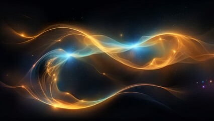 Golden Space Wave, Abstract Illustration of a Bright Galactic Sky
