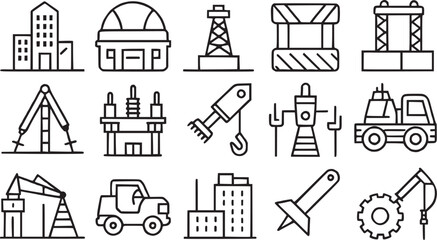 Wall Mural - construction and architecture thin line icon set