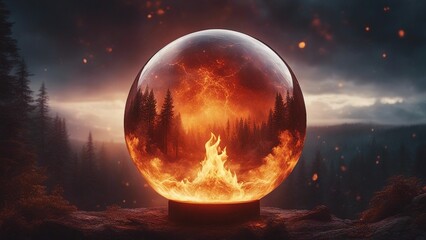Wall Mural - sunrise over the planet highly intricately photograph of fire lord rising from magma inside a crysta