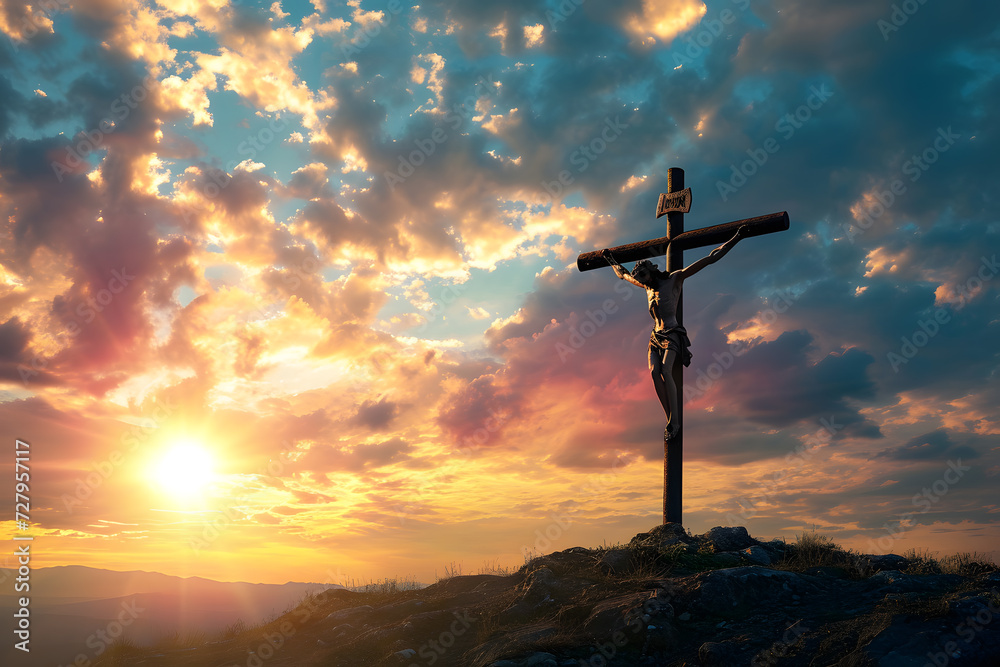 Crucifixion of Jesus Christ on the cross Stock Photo | Adobe Stock