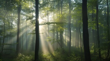 Wall Mural - Misty Forest Morning