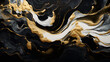 Colorful abstract painting, black waves with gold oil paint high texture. High quality of details. Marbling. Gilding. Marble texture. Paint splash. Colorful liquid. Emerald acrylic