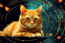 A Yellow Tabby Cat Named Linda Braucht From The 20th Century With Computer Graphics. Generative AI