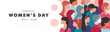 © Liliya - International Women's Day greeting banner. Women different nationalities. Girl power, struggle for equality, feminism, sisterhood concept. Modern festive vector illustration for 8 March celebration