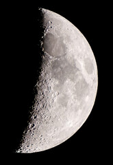 Wall Mural - Very high resolution Half Moon. Pitch black sky, and plenty of room for contrast, brightness and color adjustment. Super high quality.