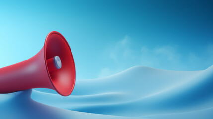 Megaphone on Vibrant Blue Background in a Close-up View