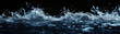 panorama of water splashes on a black background
