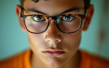 Wall Mural - Young Man Wearing Glasses Looking at the Camera