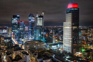 Wall Mural - Amazing cityscape of Warszawa at night, capital city of Poland.