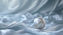Pearl Laying On Satin Silk Cloth Dress Fabric Wallpaper Background